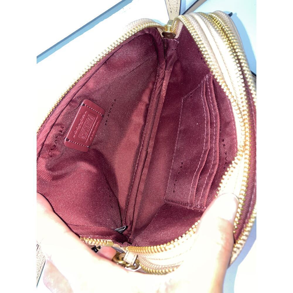 COACH SADIE 38931 PINK-NUDE LEATHER CROSSBODY, WRISTLET BAG - Picture 14 of 16